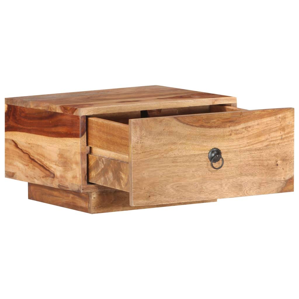 vidaXL Rustic Bedside Cabinet - Solid Sheesham Wood - Compact Size with One Drawer- Pre-Assembled - Brown Farmhouse Style